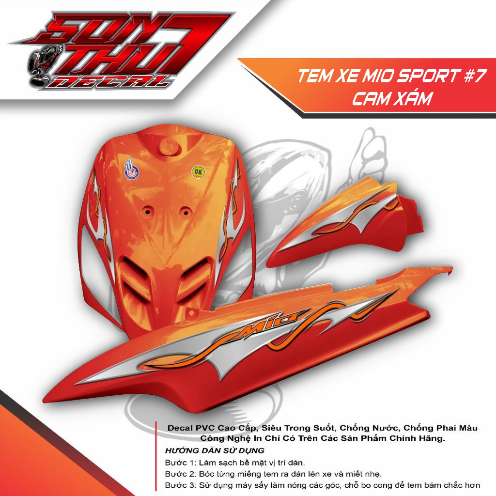 Tem xe Mio Sport #7 (CHẤT LƯỢNG CAO - SẮC NÉT - KHÔNG PHAI MÀU)