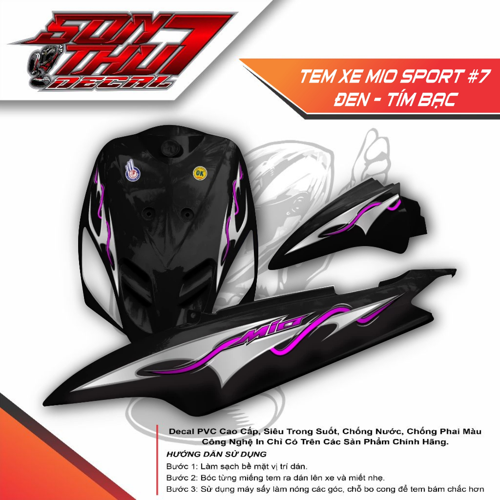 Tem xe Mio Sport #7 (CHẤT LƯỢNG CAO - SẮC NÉT - KHÔNG PHAI MÀU)