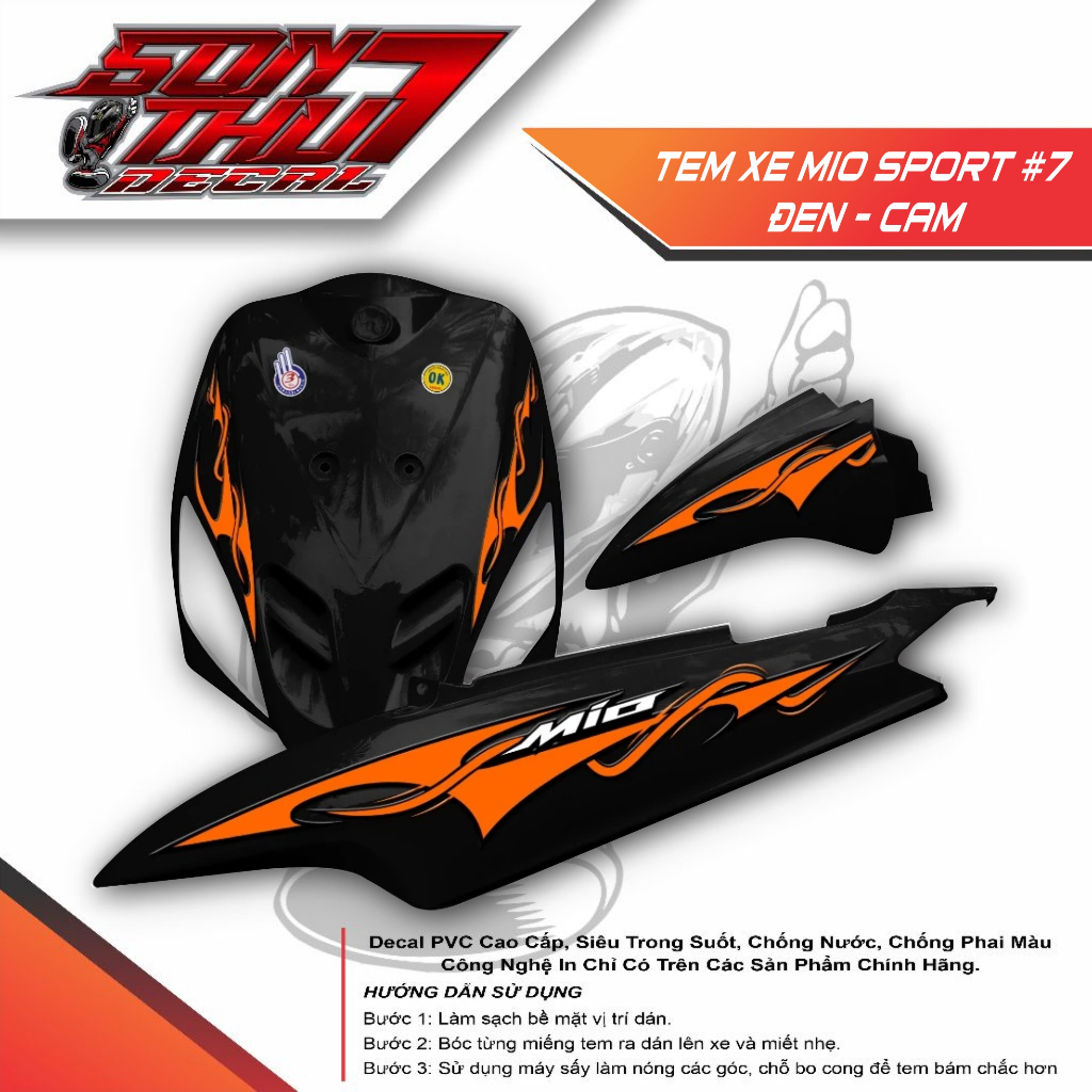 Tem xe Mio Sport #7 (CHẤT LƯỢNG CAO - SẮC NÉT - KHÔNG PHAI MÀU)