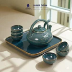 Bộ Ấm Trà Quai Trúc Men Hỏa Biến Xanh Ngọc Thạch Kèm Khay Vuông - Bộ Ấm Chén Gốm Sứ Xuất Khẩu Cao Cấp Sang Trọng — ảnh 5