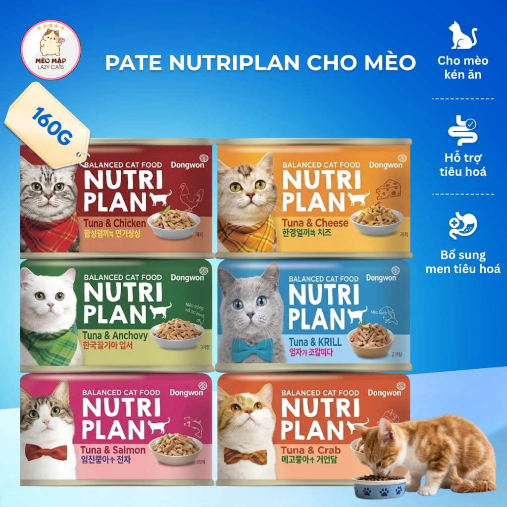 [160gr] Pate cho mèo NUTRI PLAN / NUTRIPLAN 160gr từ Hàn Quốc, thơm ngon, đủ chất, dễ ăn cho mèo
