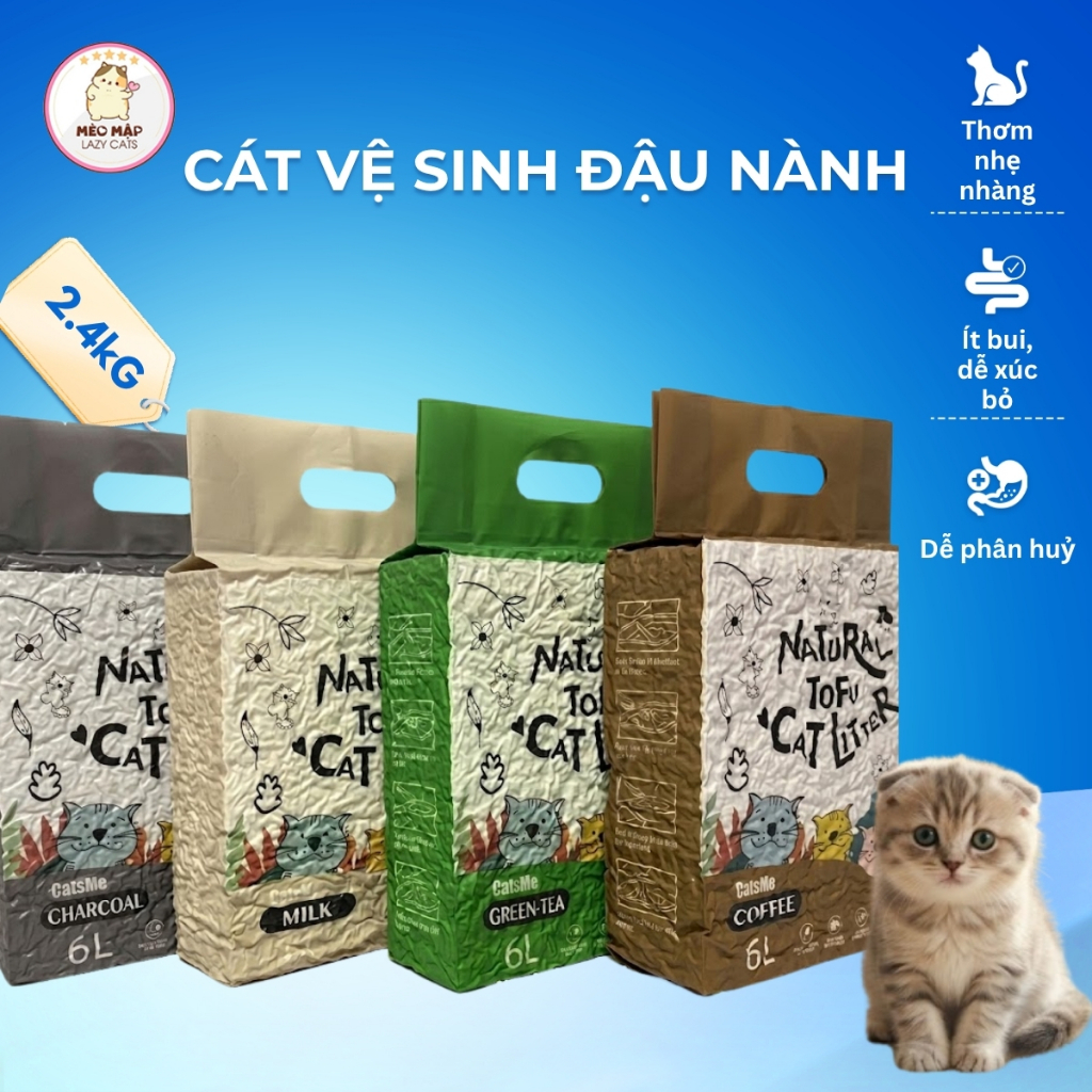 Cát Đậu Nành Tofu Cat Litter Catsme 6L Cát Vệ Sinh Cao Cấp, Khử Mùi Tốt, Vón Nhanh, An Toàn Cho Mèo