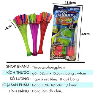 Bóng Nước Bơm Nhanh Tự Buộc Chùm 111 Quả Đồ Chơi Xả Stress Mùa Hè Timo DDK29