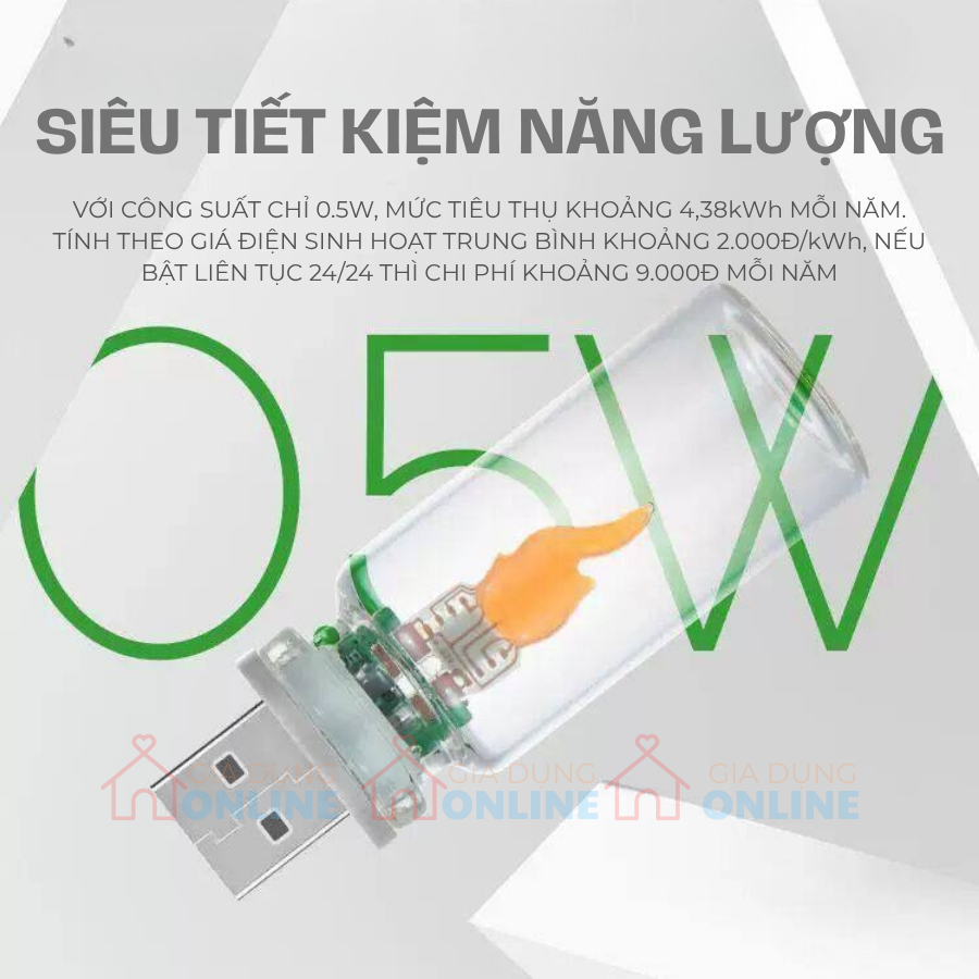 Đèn cắm USB ngọn lửa hiệu ứng như lửa thật 0.5W siêu tiết kiệm điện cho phòng ngủ, trang trí, dã ngoại cắm trại...