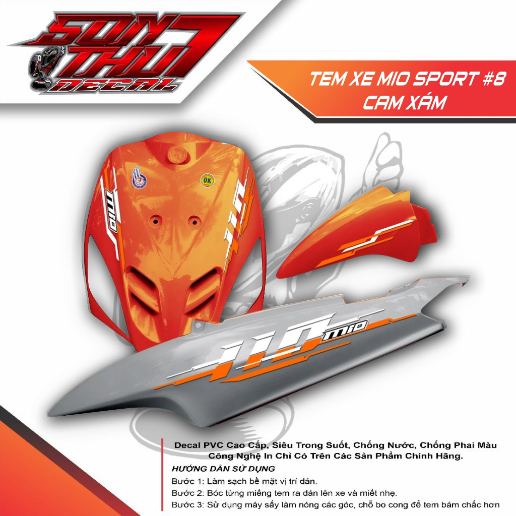 Tem xe Mio Sport #8 (CHẤT LƯỢNG CAO - SẮC NÉT - KHÔNG PHAI MÀU)
