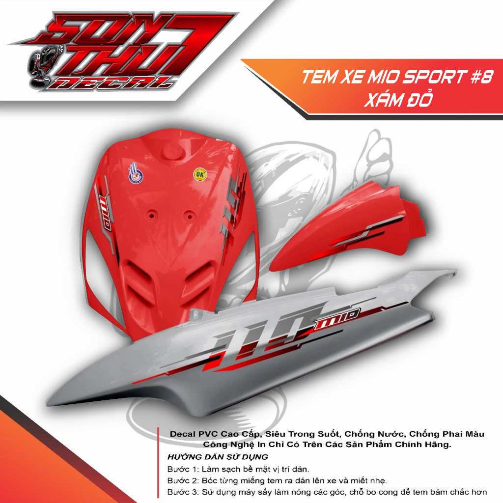Tem xe Mio Sport #8 (CHẤT LƯỢNG CAO - SẮC NÉT - KHÔNG PHAI MÀU)