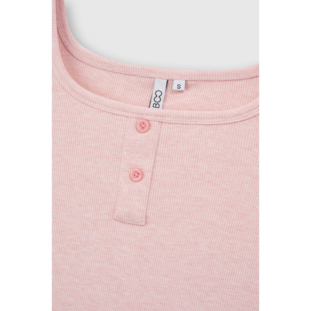 Áo Ba Lỗ BOO Cổ Vuông Phối Nẹp Cúc Form Ôm Dành Cho Nữ Chất Liệu Cotton Thoáng Mát