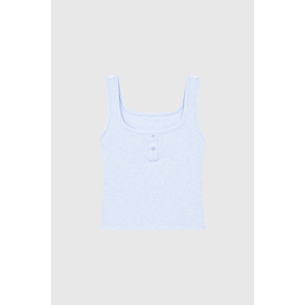 Áo Ba Lỗ BOO Cổ Vuông Phối Nẹp Cúc Form Ôm Dành Cho Nữ Chất Liệu Cotton Thoáng Mát