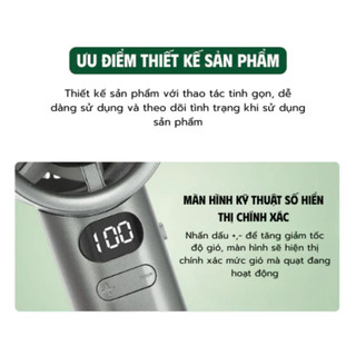 Quạt Cầm Tay Mini 120 Tốc Độ Hot Trend, Sạc USB, Có Màn Hình Hiển Thị, Gió Mạnh Êm  [Q2]