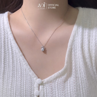 Dây Chuyền Nữ ADJ Bạc Ý 925 Hình Nơ Cách Điệu Nạm Đá CZ Tấm, Vòng Cổ Cao Cấp Đính Đá CZ Sang Trọng - SD54127AD