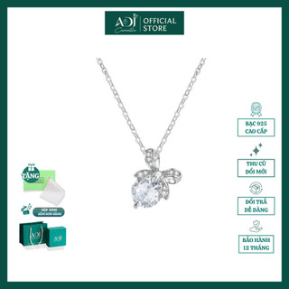 Dây Chuyền Nữ ADJ Bạc Ý 925 Hình Nơ Cách Điệu Nạm Đá CZ Tấm, Vòng Cổ Cao Cấp Đính Đá CZ Sang Trọng - SD54127AD