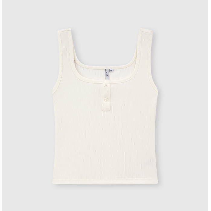 Áo Ba Lỗ BOO Cổ Vuông Phối Nẹp Cúc Form Ôm Dành Cho Nữ Chất Liệu Cotton Thoáng Mát