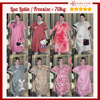 Đầm váy ngủ sơ mi dáng rộng bigsize lụa mịn latin mát lạnh 70V02, váy đầm đồ ngủ nữ mặc nhà dễ thương sang chảnh
