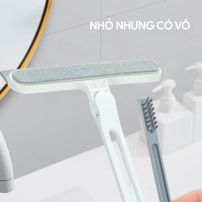 Cây lau kính xoay 180 độ kèm bàn chải chà sàn và gạt nước đa năng 4in1 SOJIMOP LK1