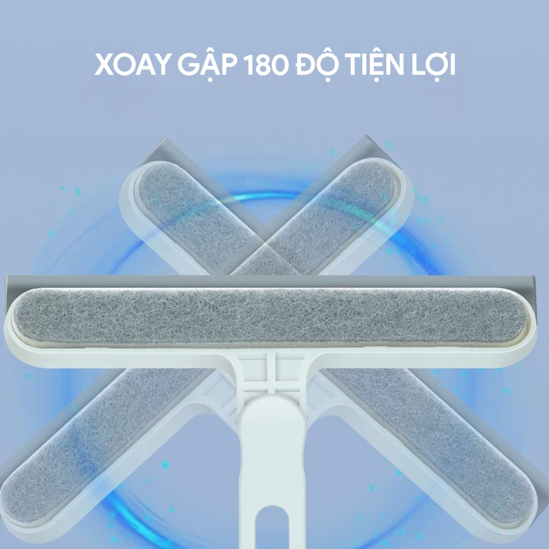 Cây lau kính xoay 180 độ kèm bàn chải chà sàn và gạt nước đa năng 4in1 SOJIMOP LK1