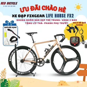 Xe Đạp Fixed Gear LIFE FX2 Bánh Ba Đao Khung Nhôm, Vành sau 6cm - Xe Đạp Life Horse 2.0 Khung Nhôm Bản Dẹp