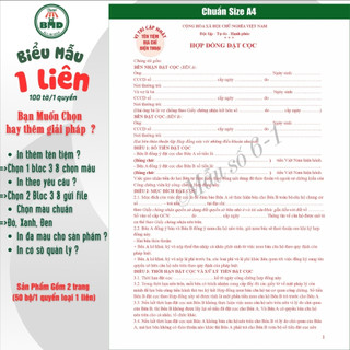 Hợp đồng Đặt Cọc Nhà Đất/Căn Hộ 1 liên(A4)-Bloc 1(sẵn) & Bloc 3(chọn mẫu in tên) hoặc theo thiết kế