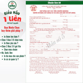 Hợp đồng Đặt Cọc Nhà Đất/Căn Hộ 1 liên(A4)-Bloc 1(sẵn) & Bloc 3(chọn mẫu in tên) hoặc theo thiết kế