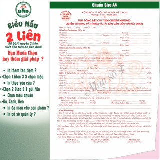 Hợp đồng Đặt Cọc Nhà Đất/Căn Hộ 2 liên(A4)-Bloc 1(sẵn) & Bloc 3(chọn mẫu in tên) hoặc theo thiết kế