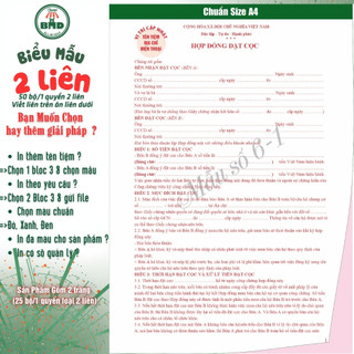 Hợp đồng Đặt Cọc Nhà Đất/Căn Hộ 2 liên(A4)-Bloc 1(sẵn) & Bloc 3(chọn mẫu in tên) hoặc theo thiết kế