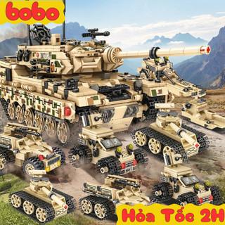[1988 Mảnh] Bộ Đồ Chơi Lắp Ghép Siêu Tank Panzer, Lắp Ráp Tăng Chiến Đấu,Tàu Chiến, Chiến Hạm, Hạm Đội SWAT Bobotoys