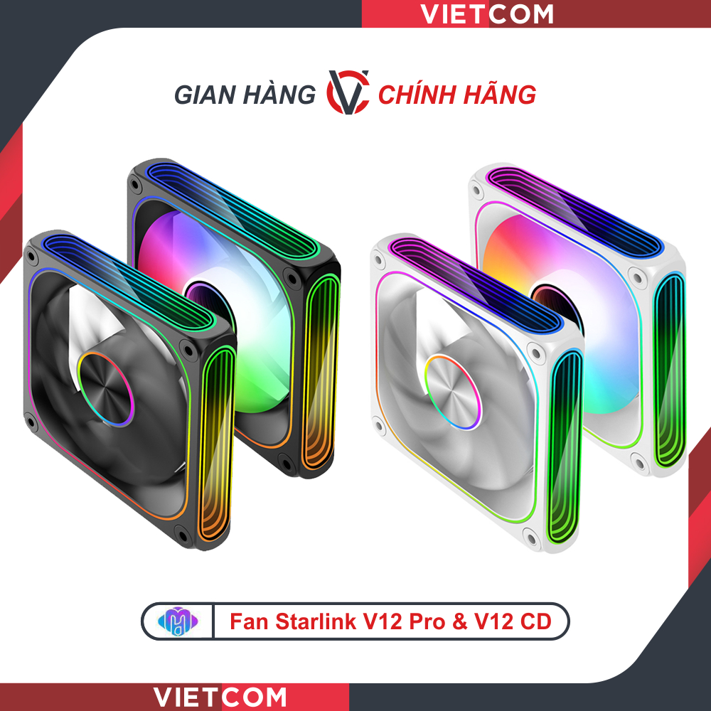 FAN LED ARGB Starlink V12 Pro, V12 CD - Phiên bản gió thổi xuôi và thổi ...