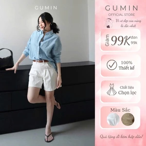 Quần jean đùi w.e GUMIN thiết kế quần dáng rộng basic trẻ trung cá tính, quần đùi bò nữ thanh lịch sang trọng