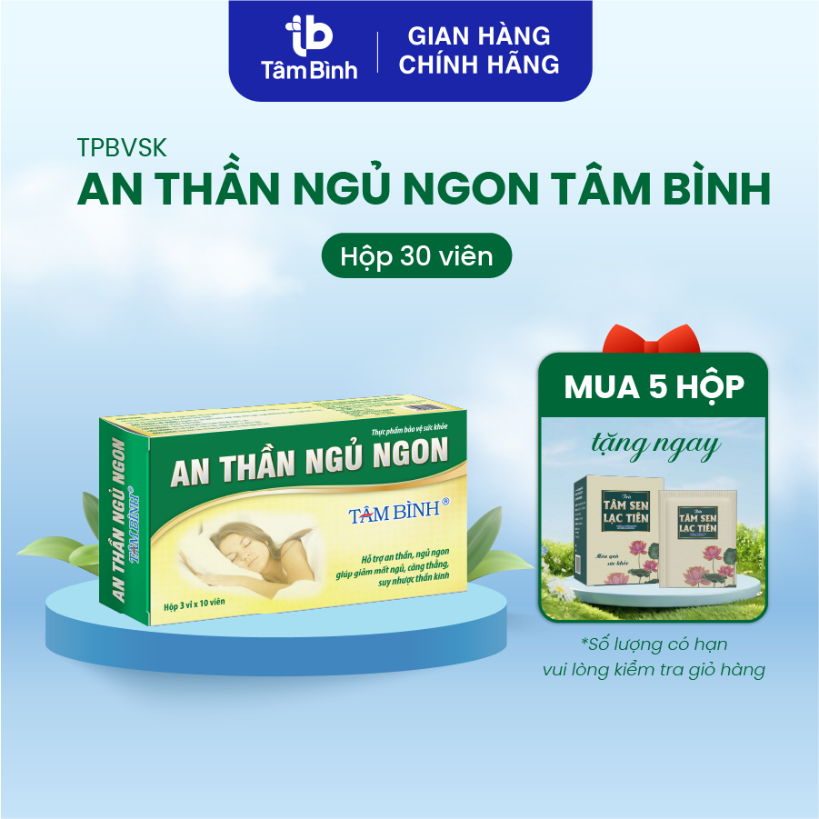 [Review tốt] An thần ngủ ngon Tâm Bình 30v - Hỗ trợ giảm mất ngủ, ngủ không sâu giấc, lo âu, căng thẳng, giảm stress
