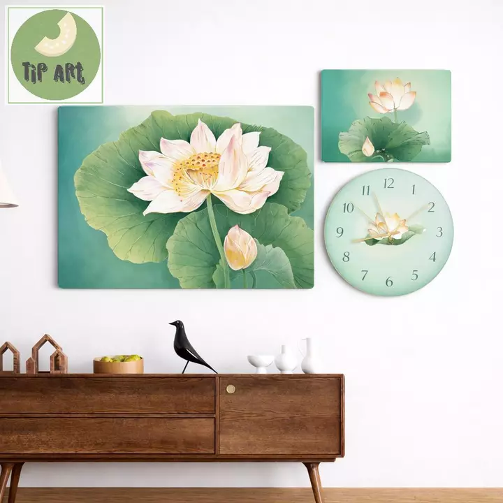 Tranh tráng gương đồng hồ, đồ decor trong phòng khách hiện đại, tranh decor phòng khách