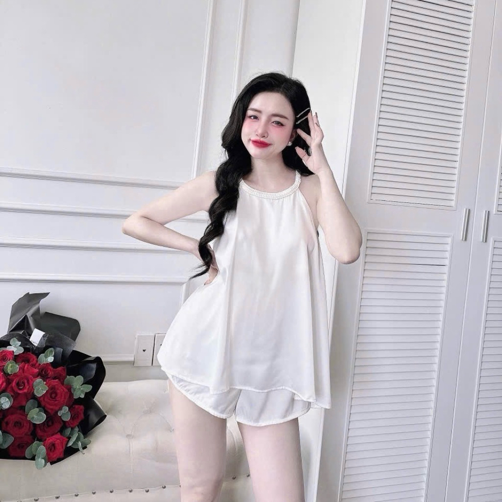 Bộ Ngủ Yếm Ngủ Latin Dây Bính Latin Mặc Nhà Trơn Dễ Thương 40-60kg -S88