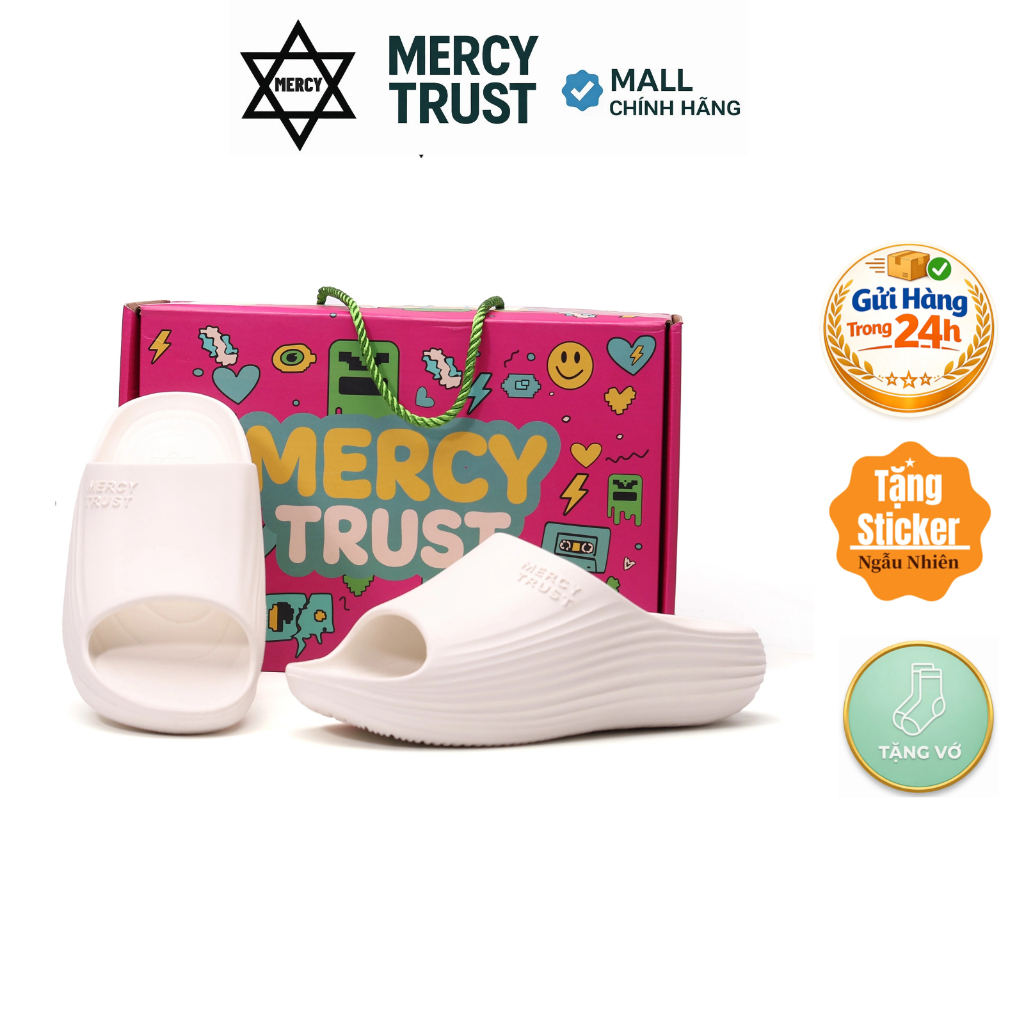 [FullBox] Dép Bánh Mì MERCY-TRUST CLOUDY Cao 4cm Chất Liệu EVA Quai Ngang Đúc Nguyên Khối Nam Nữ Êm Nhẹ Chống Trơn Trượt