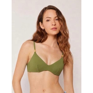Áo bơi nữ, áo bikini đi biển màu xanh rêu gợi cảm, có đệm ngực và khuy cài sau hàng xuất dư cao cấp