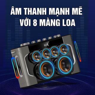 Loa Hyundai Loa Karaoke Xách Tay HD0303 - Công suất lớn 200W Đèn Led RGB Kèm 2 Micro AUX TP Card USB