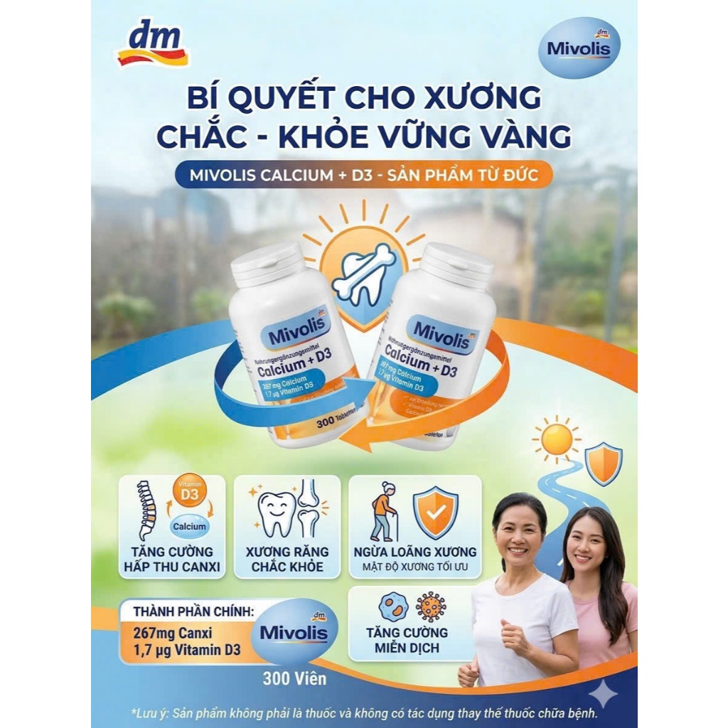 [DATE MỚI ĐỦ BILL] Viên Uống Calcium D3 Mivolis Đức hộp 300v - Nội địa Đức