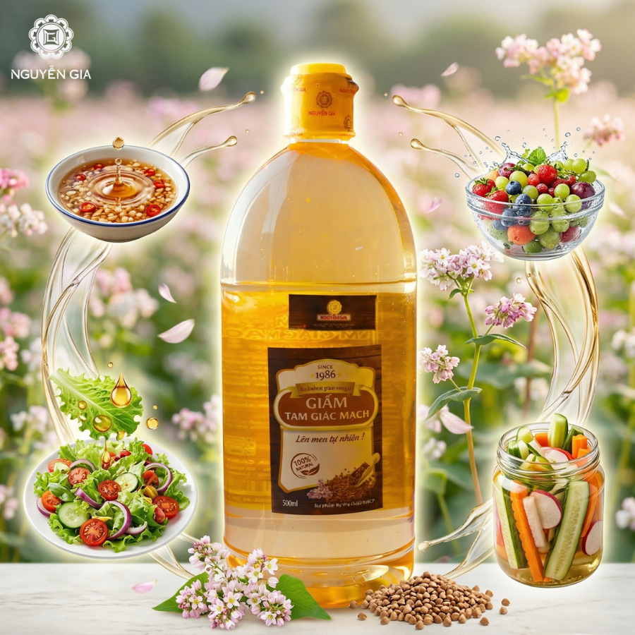 Giấm Tam Giác Mạch đặc sản Hà Giang trộn sushi, làm salad lên men tự nhiên 500ml/1L