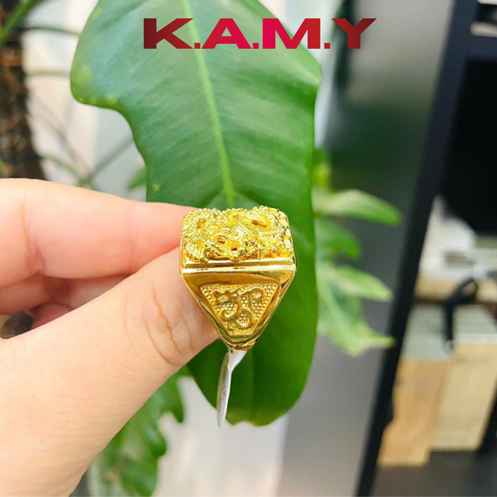 Nhẫn Nam Chạm Rồng Mạ Vàng Cao Cấp – Nhẫn Rồng Phong Thủy Bản To Sang Trọng