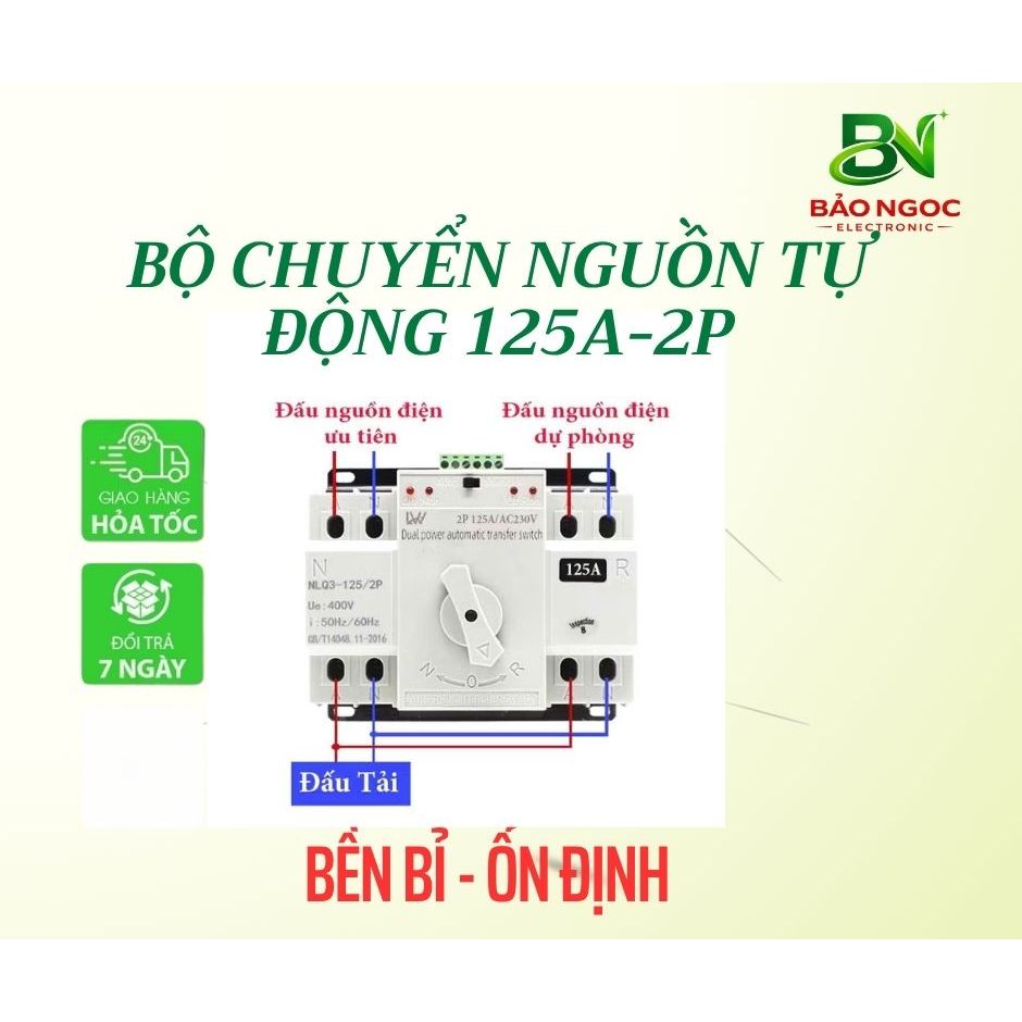 Bộ chuyển nguồn tự động- cầu dao điện tự động - ATS 125A ( có dây điều khiển đấu hẹn giờ)