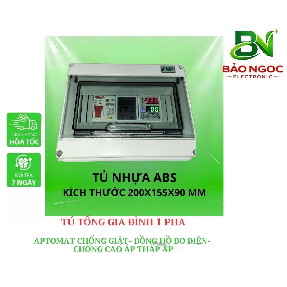 [TỦ TỔNG 1PHA] TỦ ĐIỆN TỔNG GIA ĐÌNH 1PHA CÓ APTOMAT CHỨC NĂNG CHỐNG GIẬT VÀ CHỐNG CAO ÁP THẤP ÁP CHO ĐIỆN GIA ĐÌNH 220V