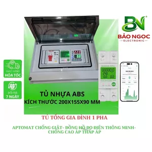 TỦ ĐIỆN TỔNG GIA ĐÌNH 1PHA CÓ APTOMAT CHỨC NĂNG CHỐNG GIẬT VÀ CHỐNG CAO ÁP THẤP ÁP CHO ĐIỆN GIA ĐÌNH 220V