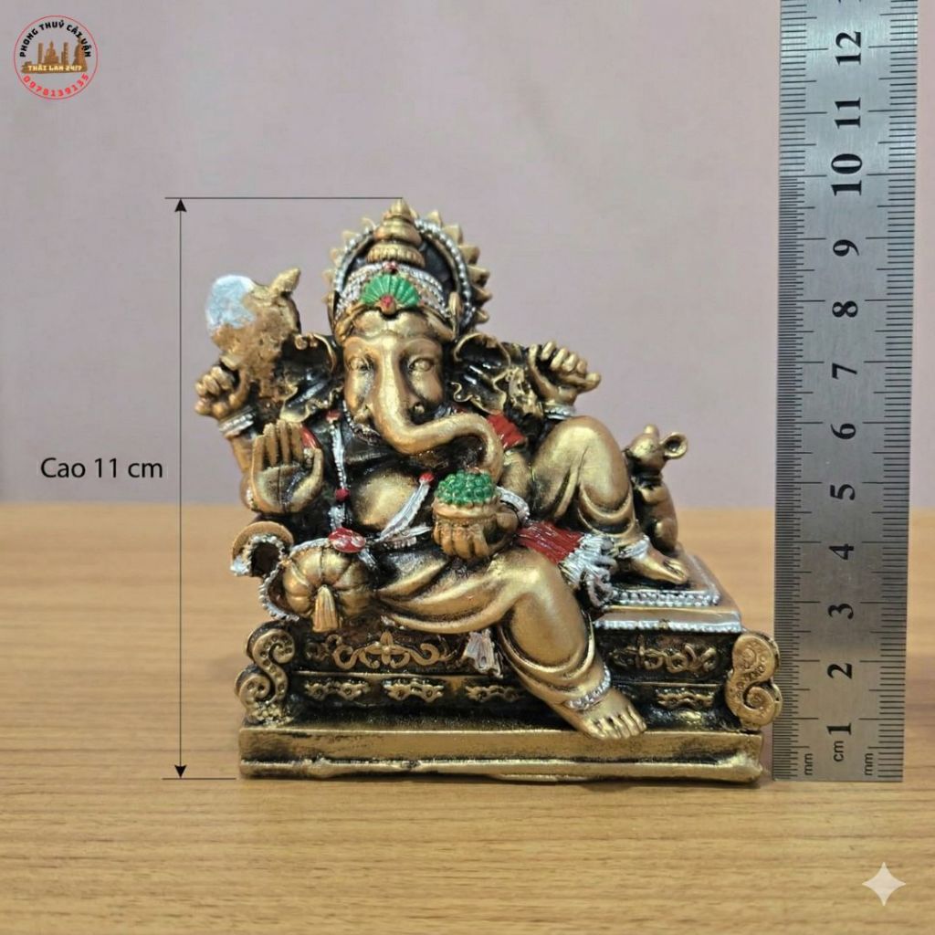Tượng Decor Để Bàn Làm Việc Hình Thần Voi Ganesha Cao 11cm Tạo Điểm Nhấn Không Gian Học Tập