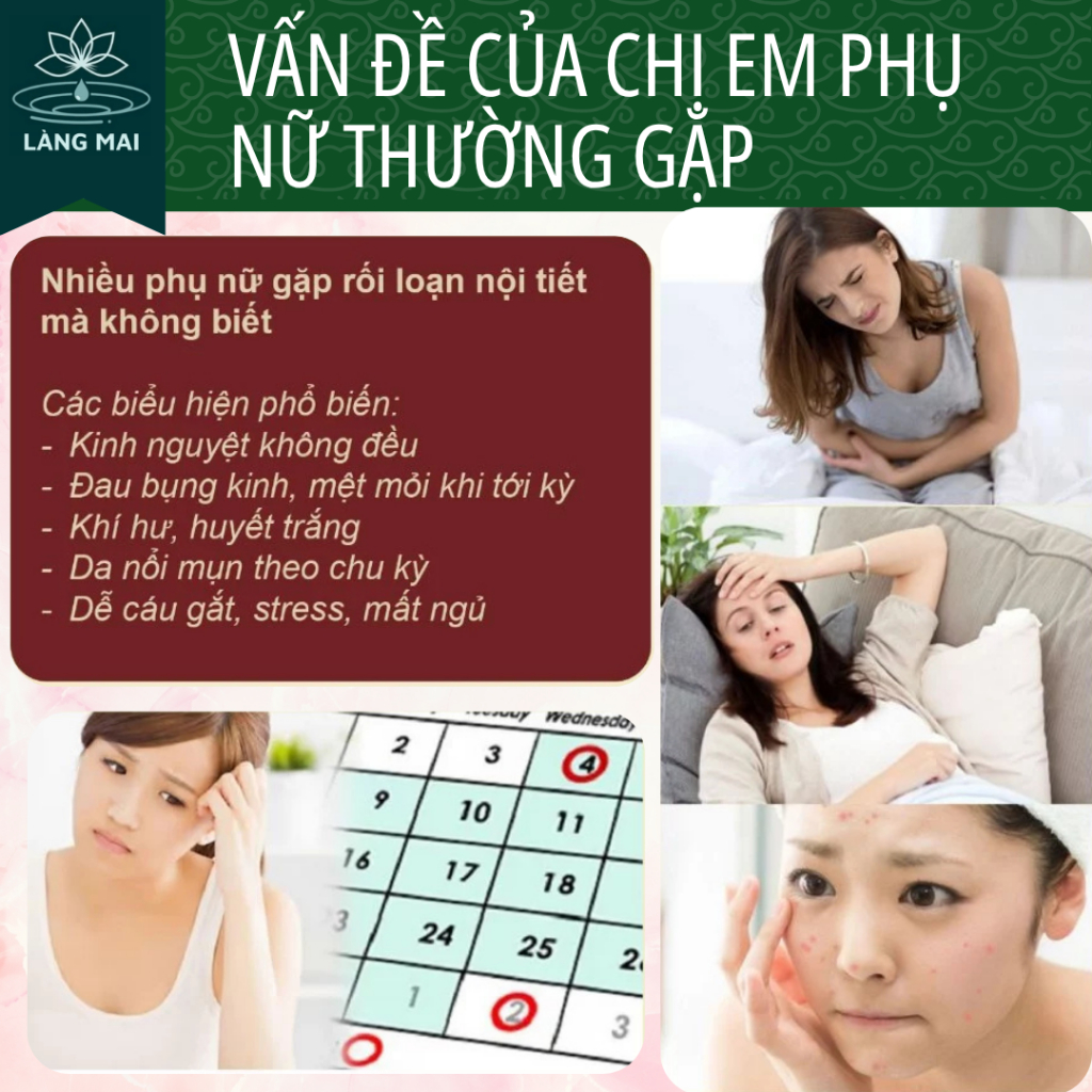Trà Điều kinh Mâm Xôi - Làng Mai - Giảm đau bụng kinh, khí huyết kém, Trinh Nữ Hoàng Cung, Sâm Tố Nữ