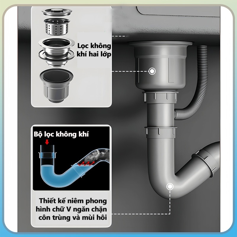 chậu rửa bát 1 hố inox 304 chính hãng cỡ lớn bồn rửa chén Nhiều kích cỡ Bảo hành 2 nă