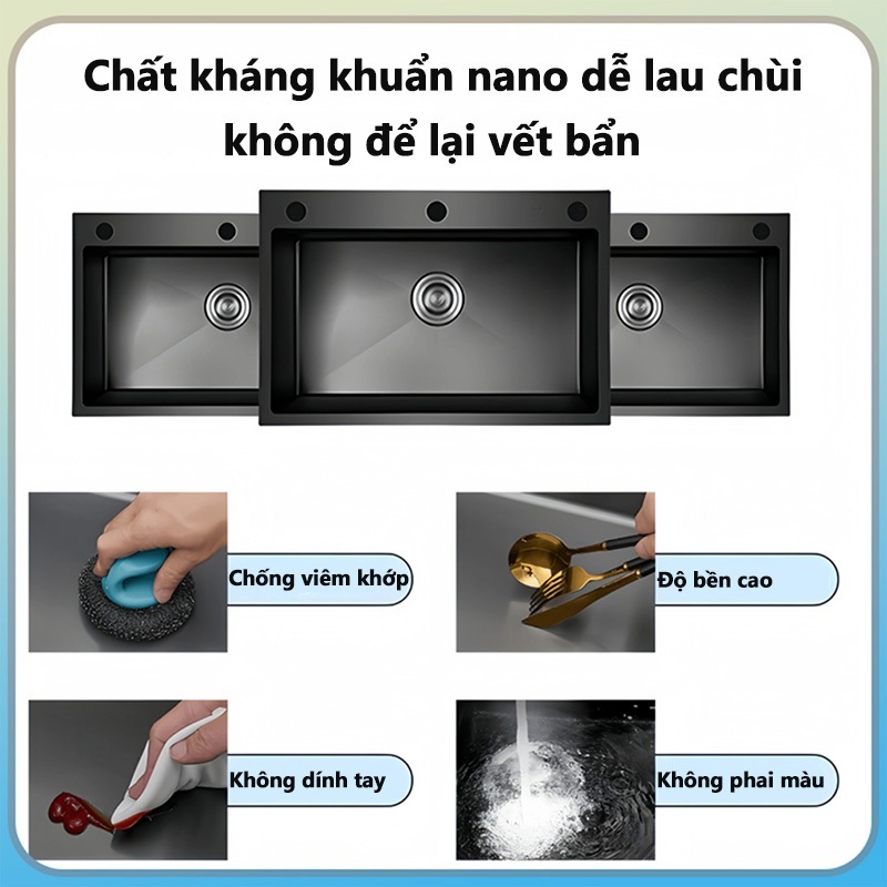 chậu rửa bát 1 hố inox 304 chính hãng cỡ lớn bồn rửa chén Nhiều kích cỡ Bảo hành 2 nă