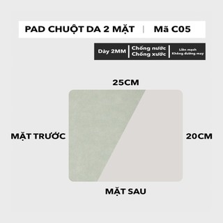 Pad Chuột Da PU 2 Mặt Kích Thước 20x25cm – Lật Đổi 2 Màu, Di Chuột Mượt, Chống Nước - Chống Xước