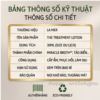 Hàng sẵn/Chính hãng LA MER THE TREATMENT LOTION 30ml Tinh chất dưỡng Chống lão hóa Phục hồi daSángda