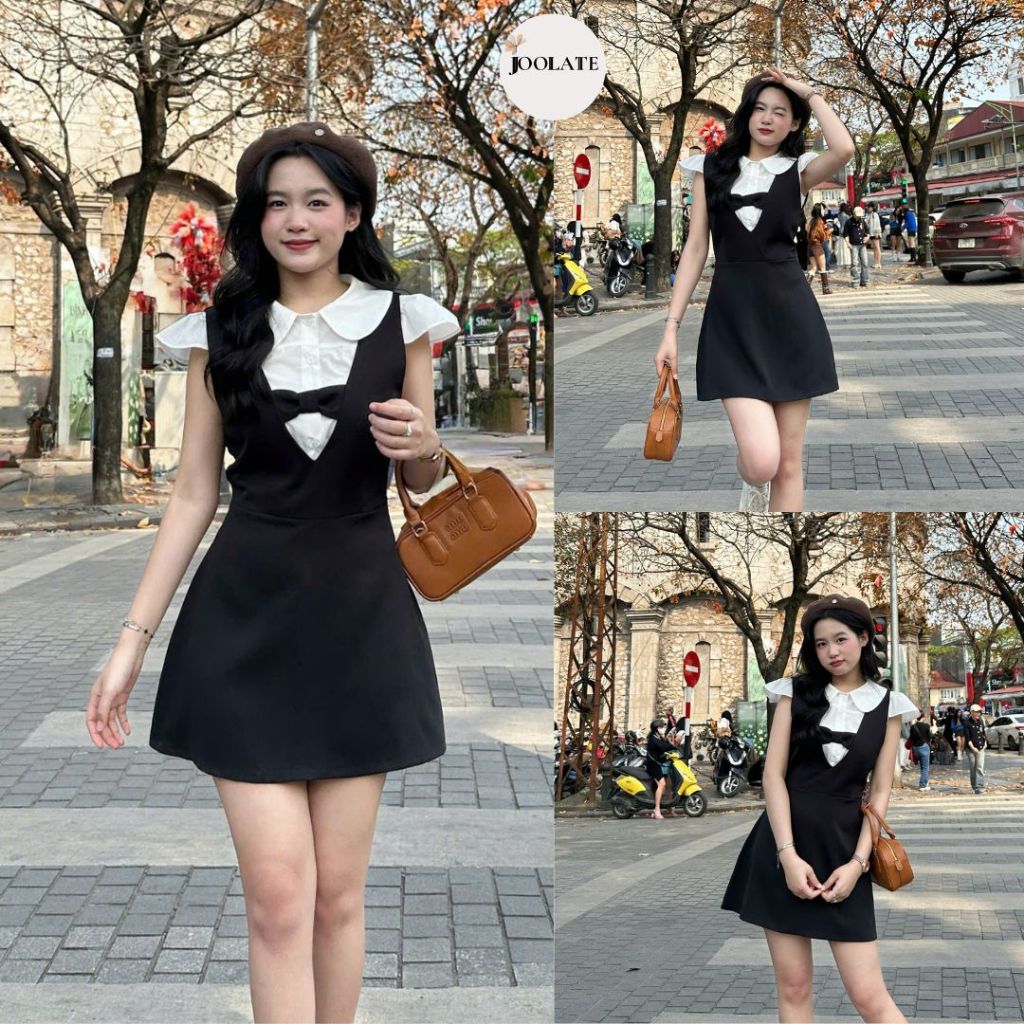 Set Váy Yếm Nơ Đen Phối Áo Sơ Mi Hari Cổ Sen Thanh Lịch – Set Đồ Nữ Phong Cách Tiểu Thư Hàn Quốc Joolate 115 P9
