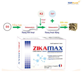 Canxi Citrate Zikamax, D3K2 & Magie – Hấp Thu Canxi Tối Ưu, Hỗ Trợ Xương Chắc Khỏe, Ngừa Loãng Xương