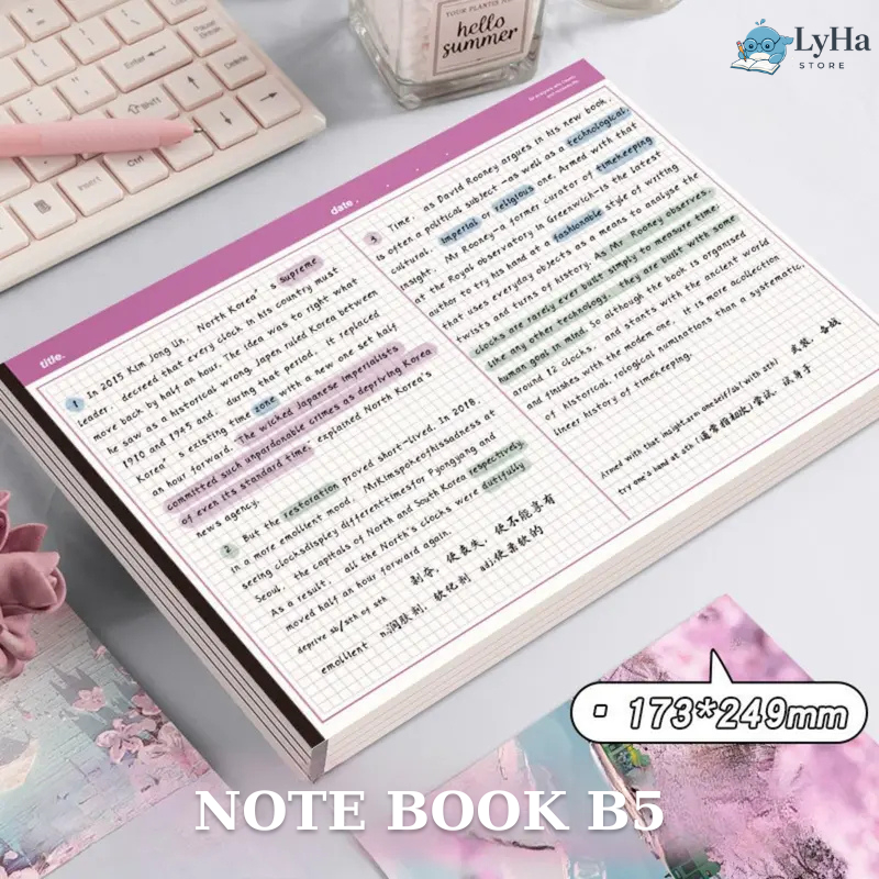 Tập Ghi Chép B5 Dạng Ngang S67 Kẻ Caro 20 Tờ Luyện Từ vựng , Vẽ Sơ Đồ Tư Duy , Tóm Tắt Bài Học