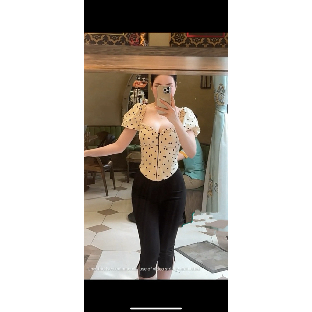 A9 • [ Lẻ Áo ] Áo Chấm Bi Corset Mắc Cài Mùa Hè Xinh Xắn • NA TÍM Clothing