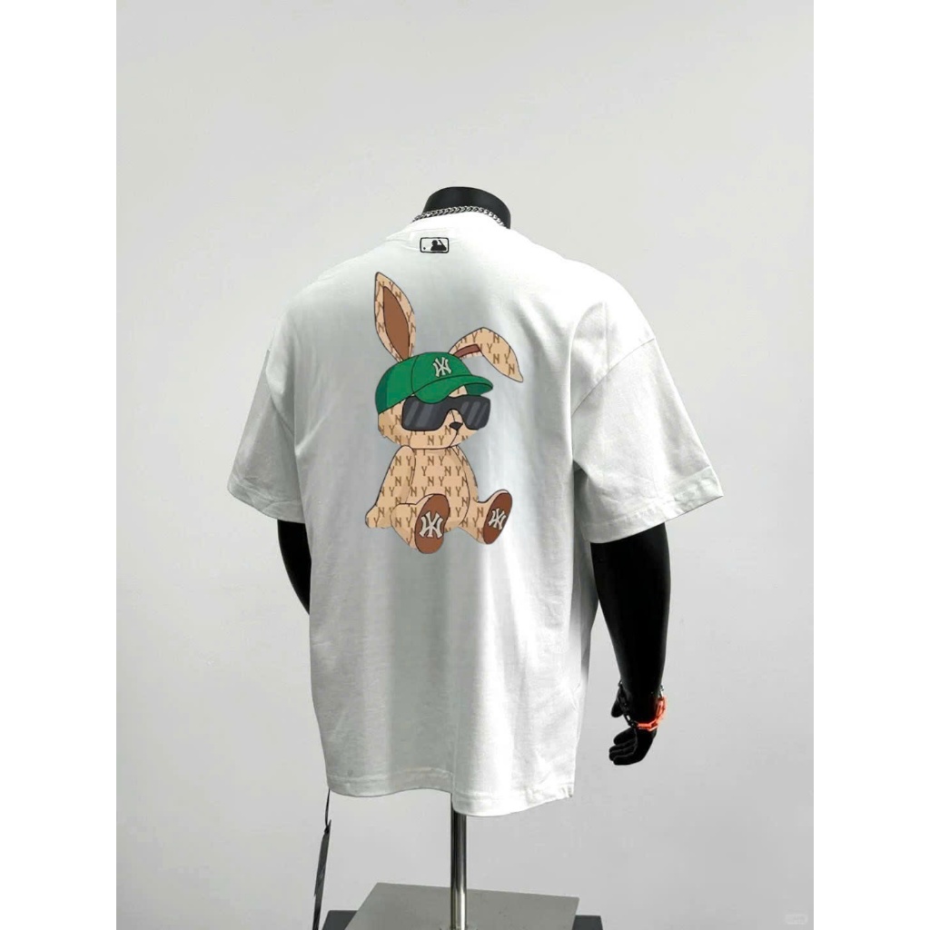 Áo phông nam nữ cao cấp, 100% cotton co giãn 2 chiều , định lượng 250gms, GẤU MŨ XANH1